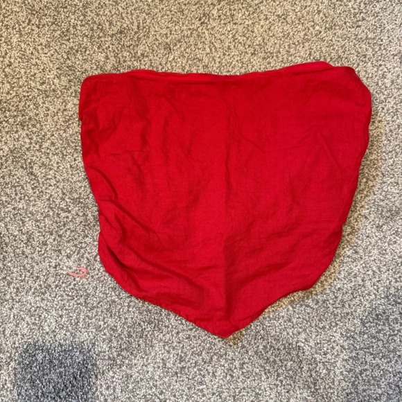 Reformation Tops - Reformation Red Linen Handkerchief Hem Tube Top Smocked Back Zip Size 10
